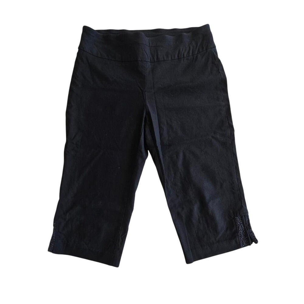 y2k black pedal‎ pushers capri pants ATTYRE 6 Retro Rockabilly Crochet Trim